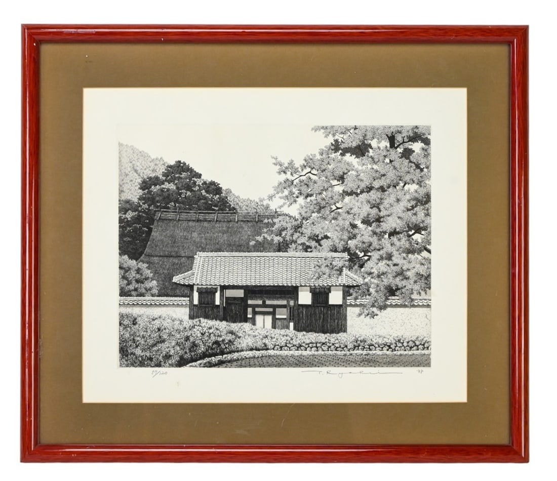 Ryohei Tanaka Signed Etching House of Big Tree (1 of 10)