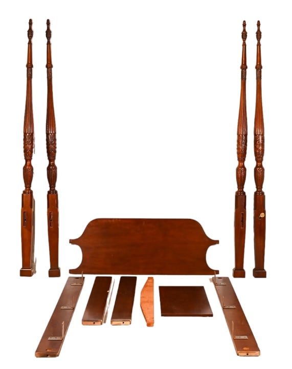 Vintage Carved Mahogany Four Poster Bed Frame (1 of 9)