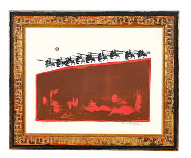 Nissan Engel Signed & Numbered Etching: Nissan Engel, Israeli 1931-2016, Signed & Numbered 2/150 Etching, Framed. Framed measures 19 inches x 23 inches, art measures 15 inches x 18 inches.