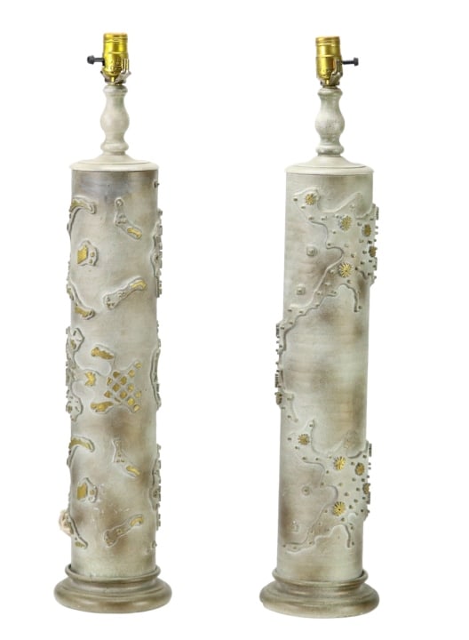 Pair Vintage Wall Paper Roll Lamps (1 of 14)