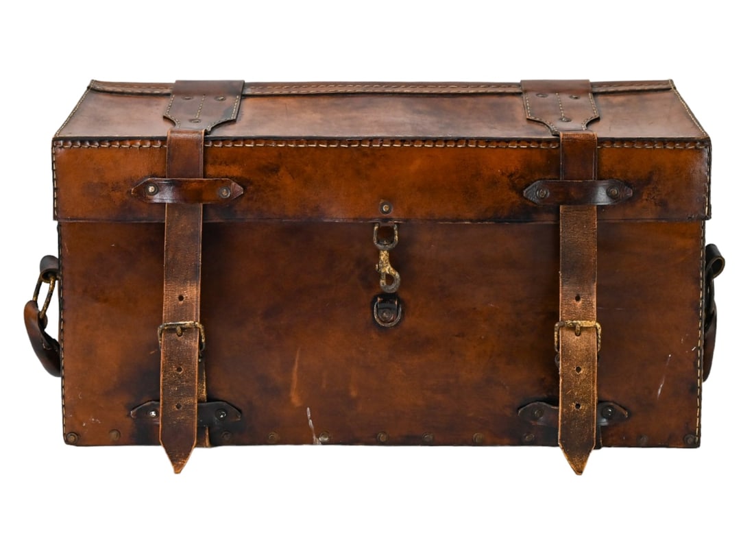 English Leather Covered Tackle Box or Trunk (1 of 12)