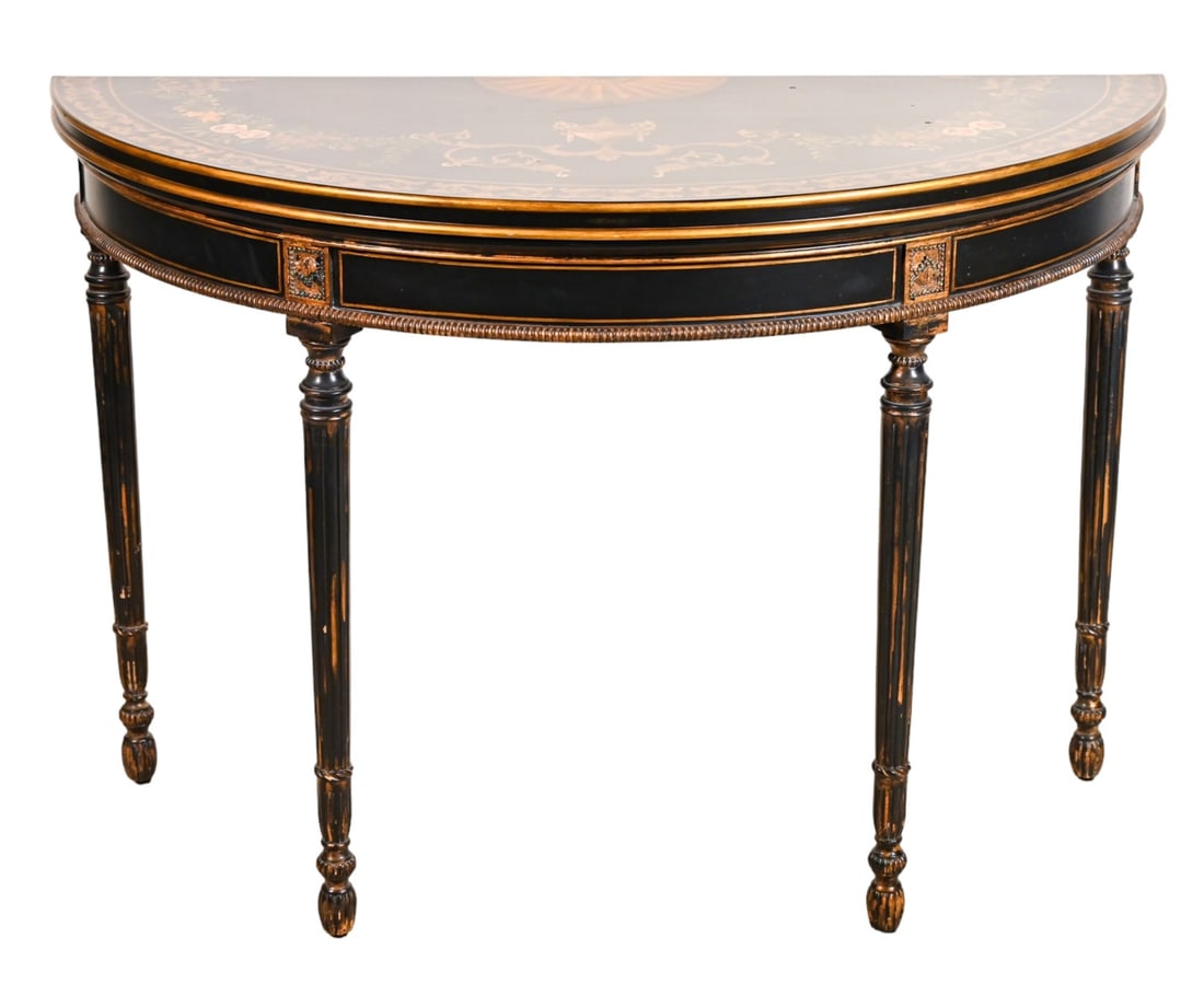 English Regency Style Demilune Console Table (1 of 19)