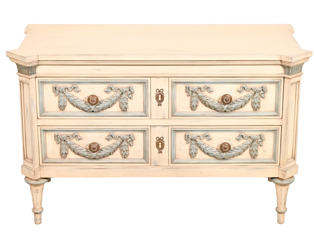 Karges Louis XVI Style Carved Painted Chest (1 of 18)