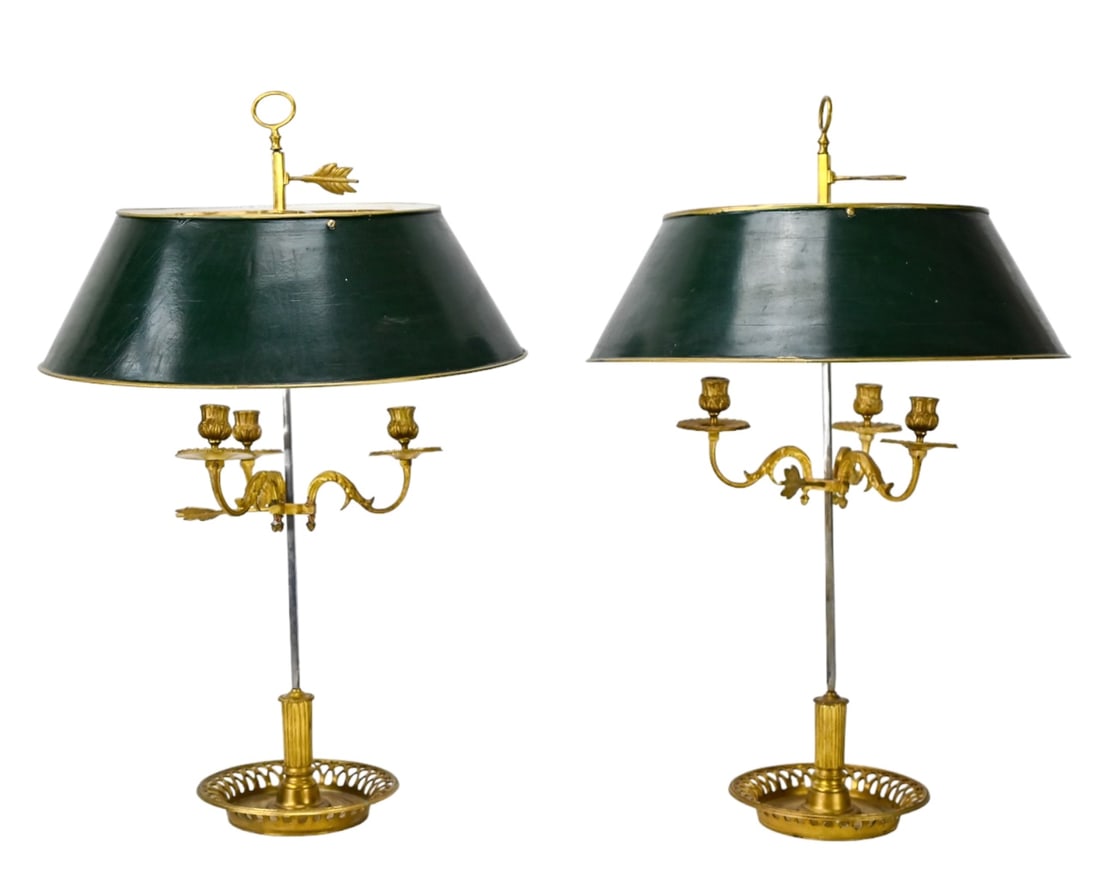 2 French Gilt Bronze Tone Bouillotte Table Lamps (1 of 12)