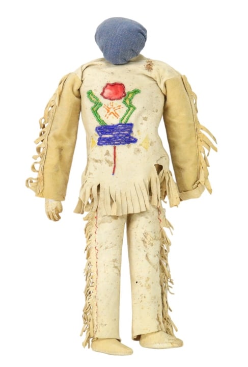 Antique Alaskan Inuit Hand Made Leather Beads Doll (1 of 13)