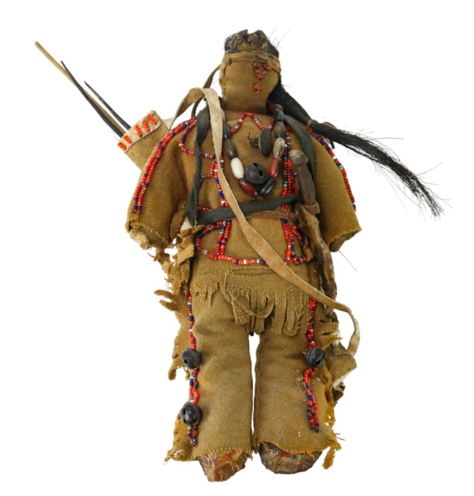 Antique Native American Leather Beaded Kiowa Doll (1 of 10)