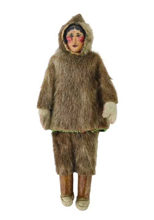 Antique Alaskan Inuit Hand Made Fur & Leather Doll (1 of 12)