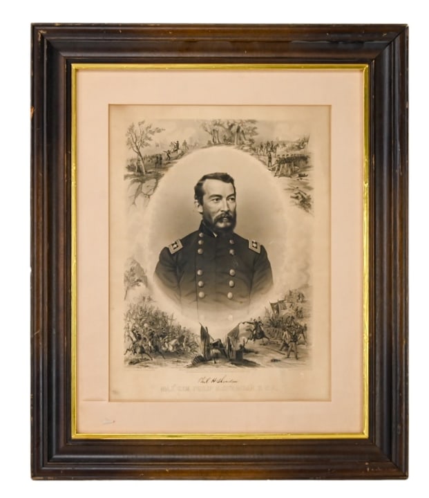 Antique Civil War Signed Engraving Gen. Sheridan (1 of 10)