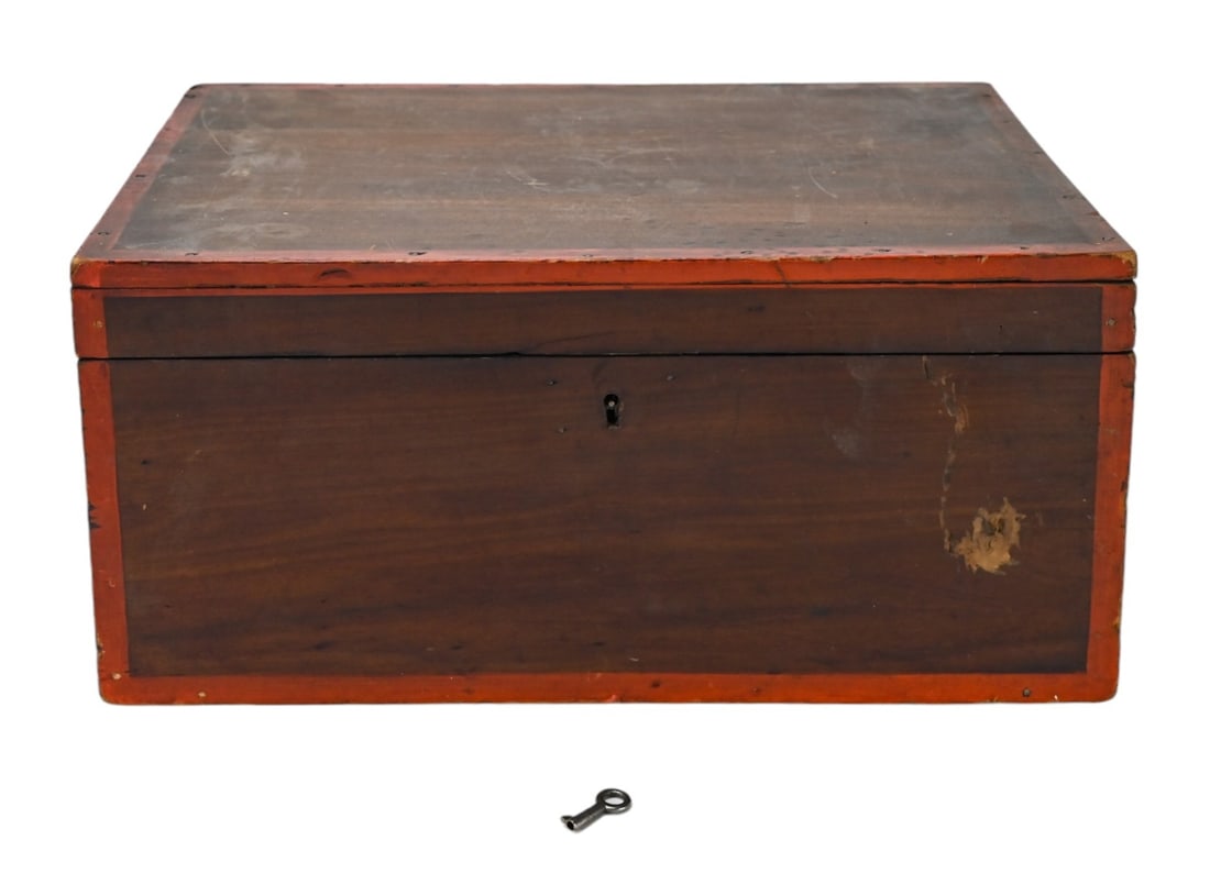 Antique Pine Storage Box Letter Box w Key Hole (1 of 12)