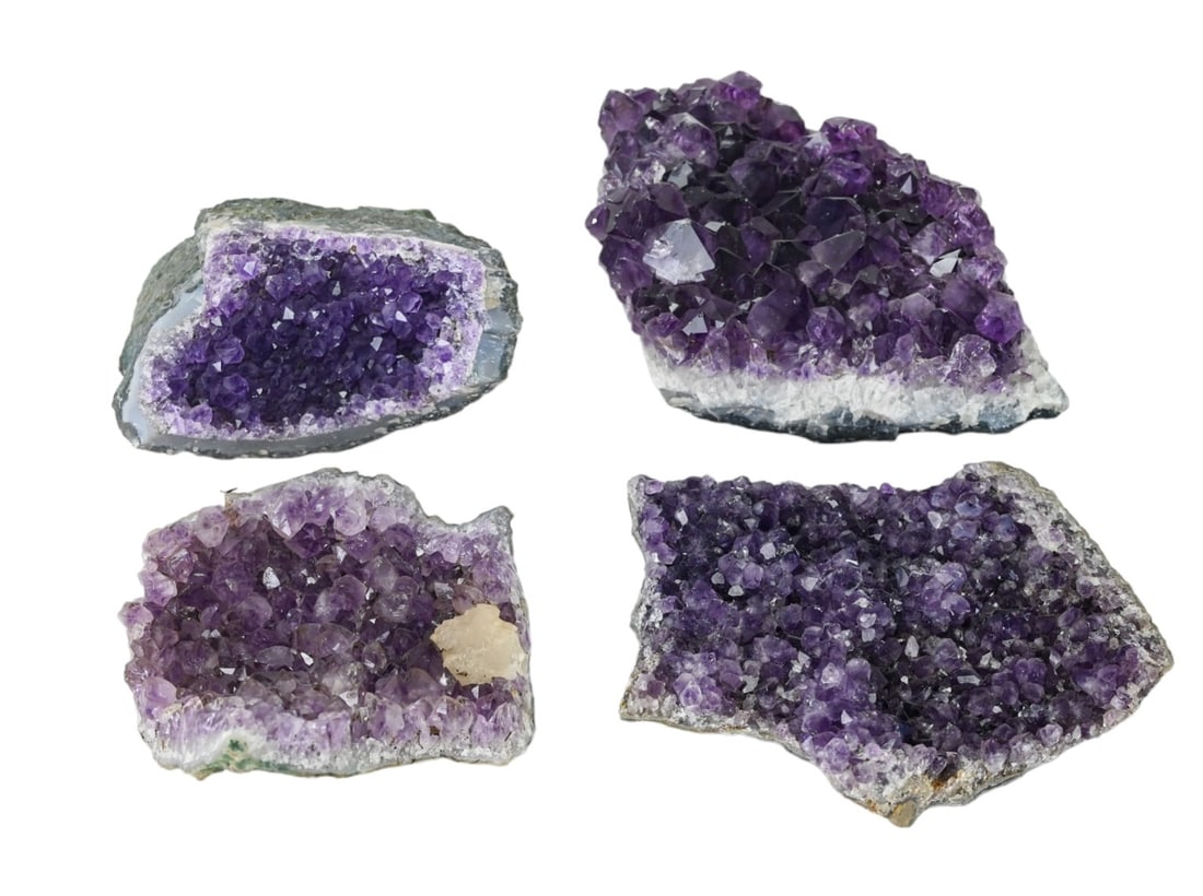 4 Natural Amethyst Crystal Specimens Geodes (1 of 10)