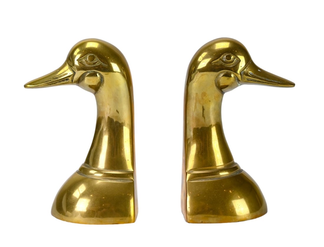 Pair Vintage Brass Duck Form Bookends (1 of 9)