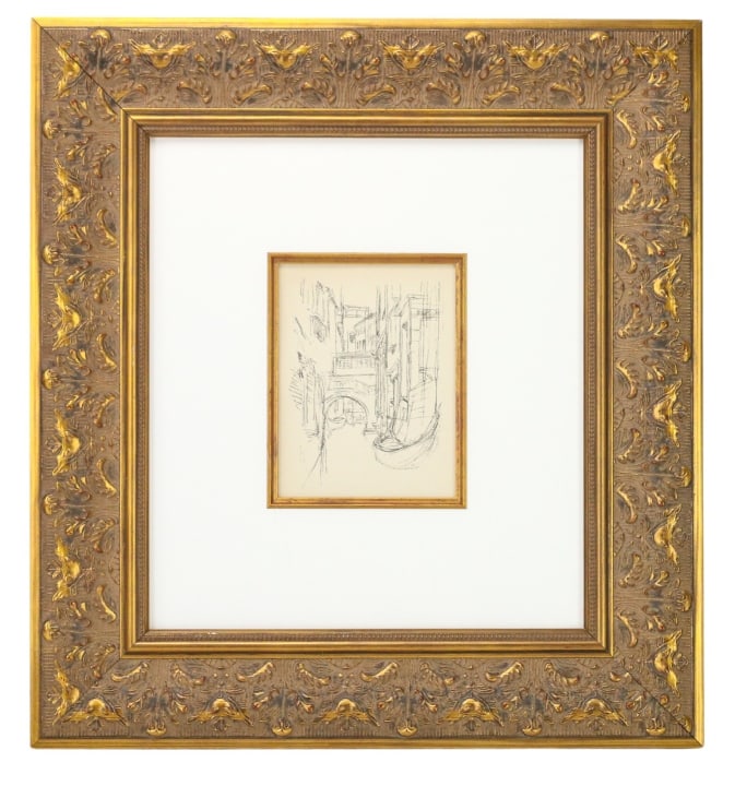 James Whistler Canal of Venice Lithograph: James Abbott Whistler Canal of Venice Lithograph. In black ink on wove paper after the original. Certificate of authenticity includedFrame measures 19.5 inches x 21 inches, artwork 6.5 inches x 5.5 in