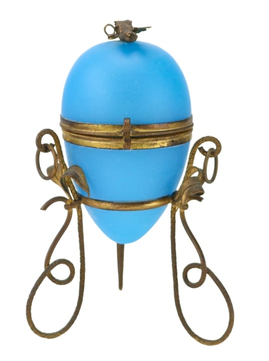 French Palais Royale Blue Opaline Egg Casket (1 of 14)