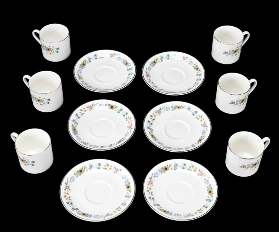 Royal Doulton Boxed Coffee Set Pastorale: Royal Doulton Boxed Coffee Set for 6 Pastorale in Original Box. Box measures 5 inches x 14 inches x 10 inches.