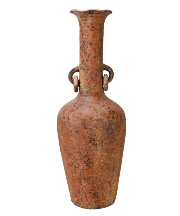 Roman Style Terra Cotta Floor Size Amphora Vase: Hand Made Roman Style Terra Cotta Floor Size Amphora Vase. Measures 33 inches x 12 inches in diameter.