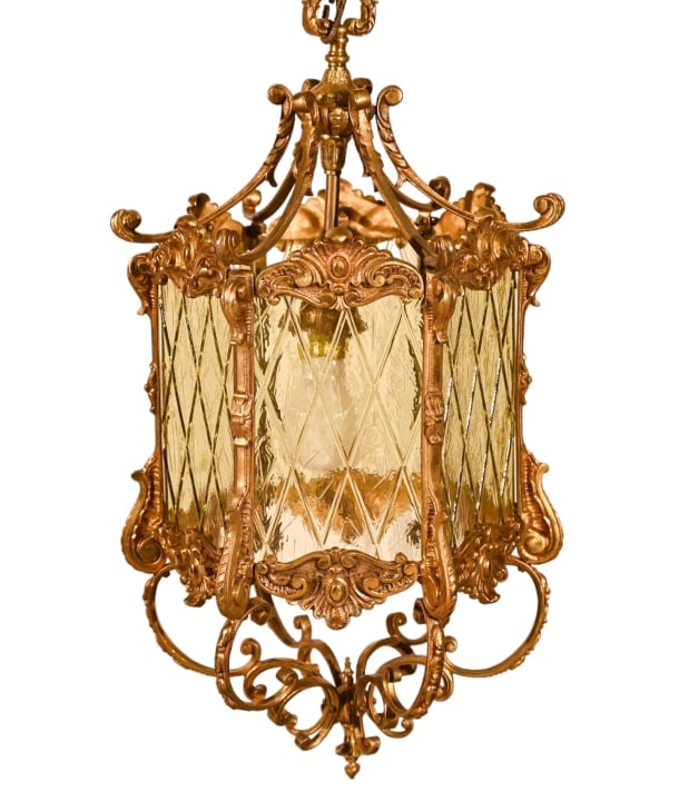 Italian Bronze and Etched Glass Pendant Lantern (1 of 9)