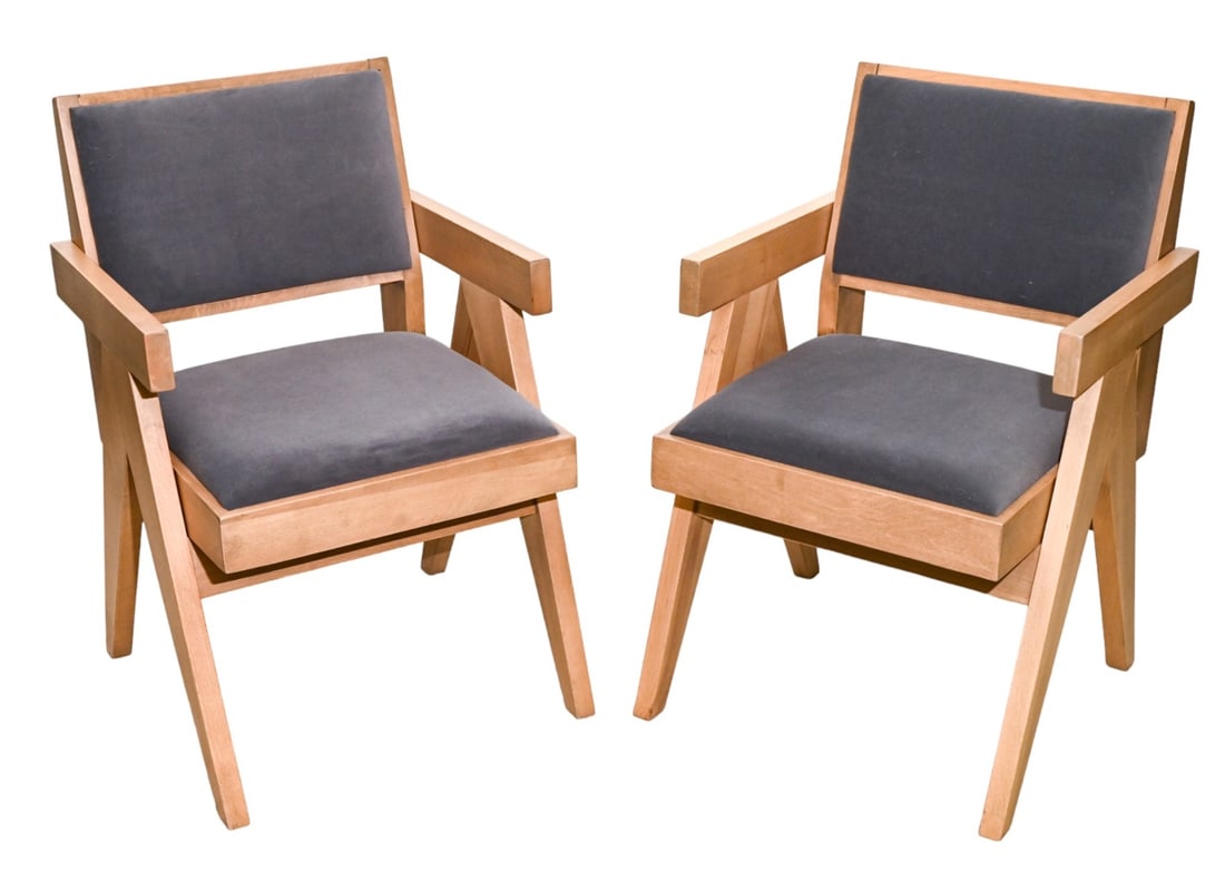 Pierre Jeanneret Style Upholstered  Armchairs (1 of 16)