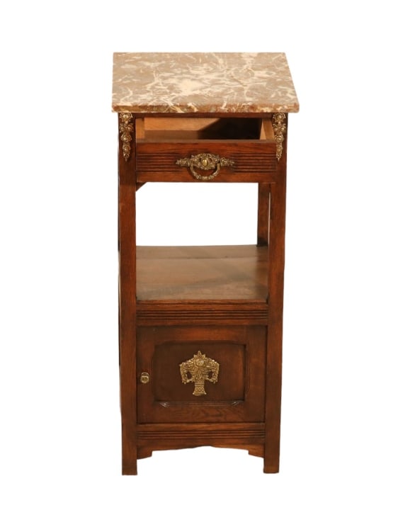 Louis XVI Style Carved Marble Top Bedside Table (1 of 16)