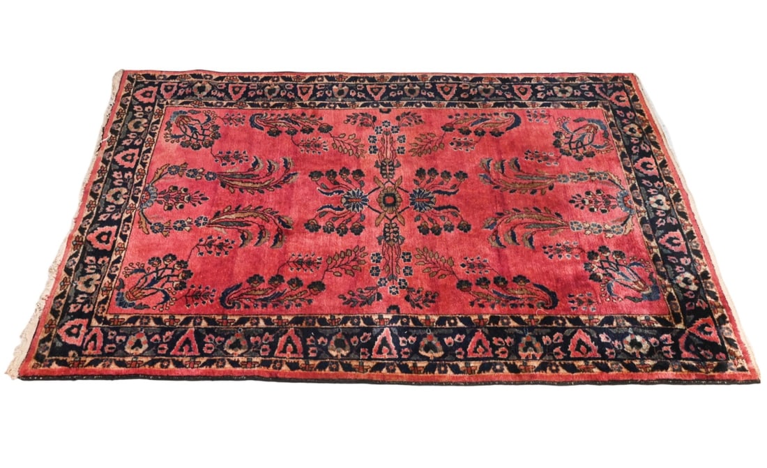 Persian Lilihan Rose Tone Area Rug: Persian Lilihan Hand Knotted Rose Tone Area Rug. Measures 50 inches x 80 inches.