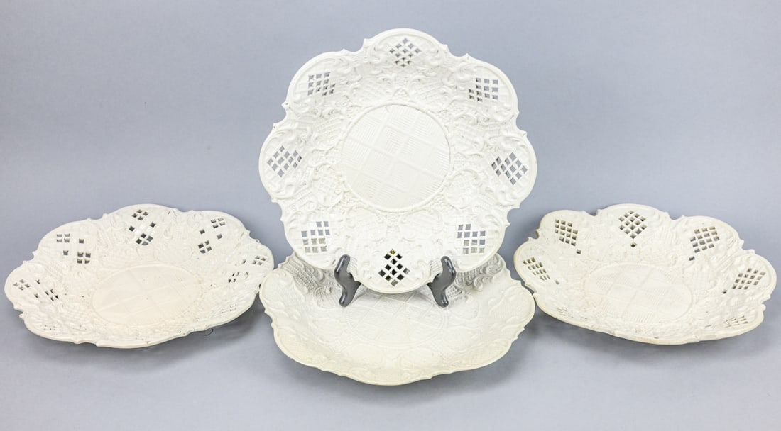 4 Antique 18 C Salt Glaze Stoneware Pieced Plates (1 of 20)