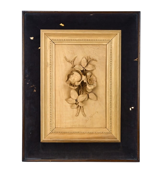 Jacob Abplanalp Signed Carved Plaque Rose & Woman (1 of 14)