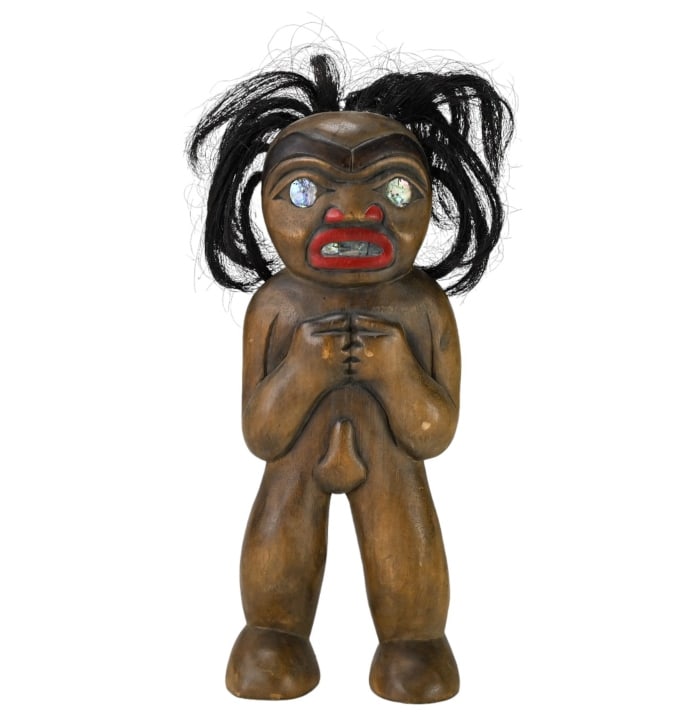 Rich Lavalle Signed Tlingit Carved Statue of Male (1 of 10)