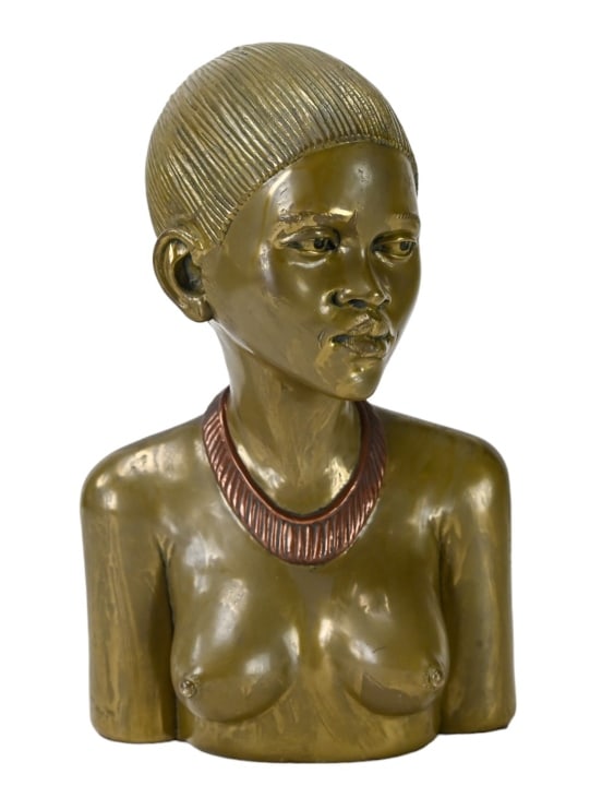 Casper Darare Signed Bronze & Copper Bust Woman (1 of 9)