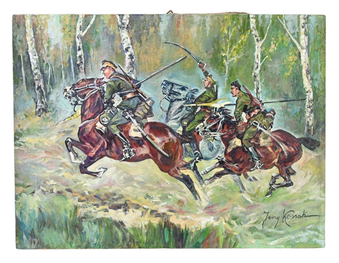 Jerzy Kossak Oil on Canvas Painting "Do Ataku" (1 of 16)