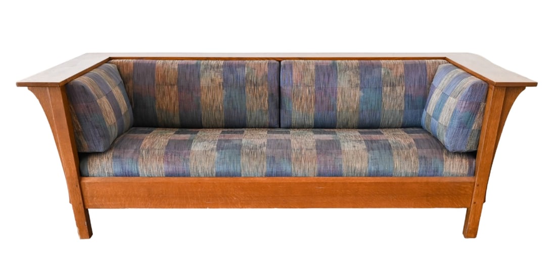 Vintage Stickley Oak Prairie Settle Framed Sofa (1 of 16)