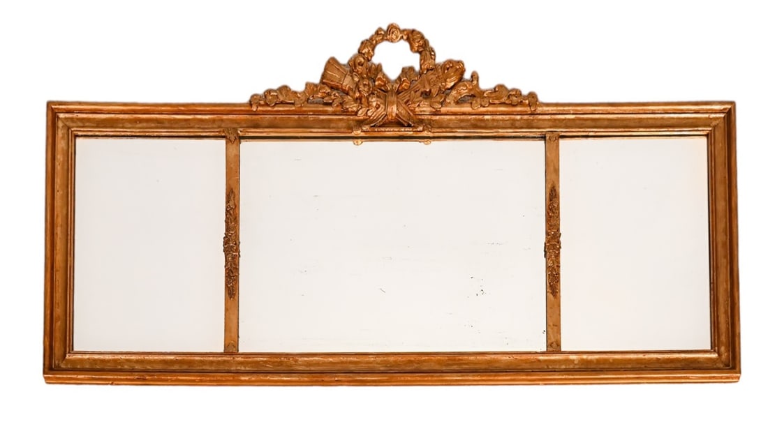 Antique Victorian 3 Panel Gilt Mantel Mirror (1 of 11)