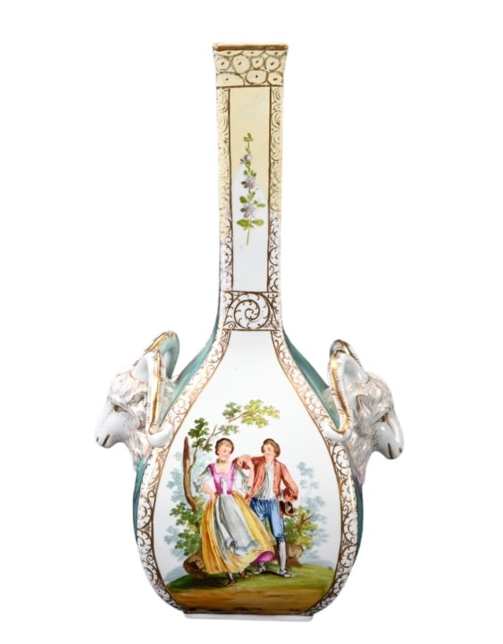 Antique Dresden Porcelain Vase Rams Head Handles (1 of 12)