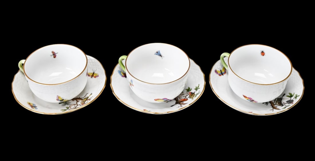 3 Herend Hungary Rothschild Birds Coffee Cups (1 of 9)
