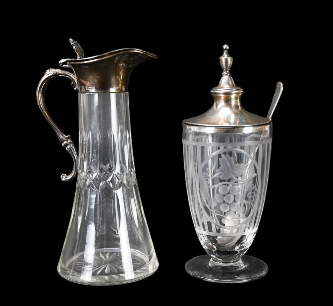 2 Sterling Covered Cut Crystal Condiment Jars (1 of 11)