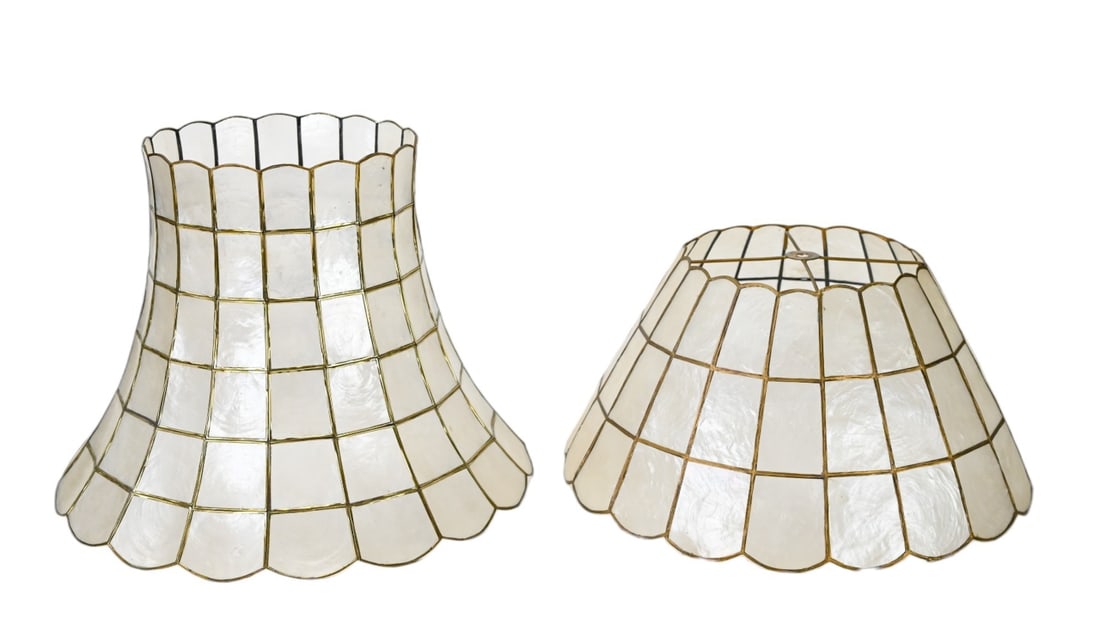 Pair Capiz Shell Mosaic Lampshades (1 of 10)