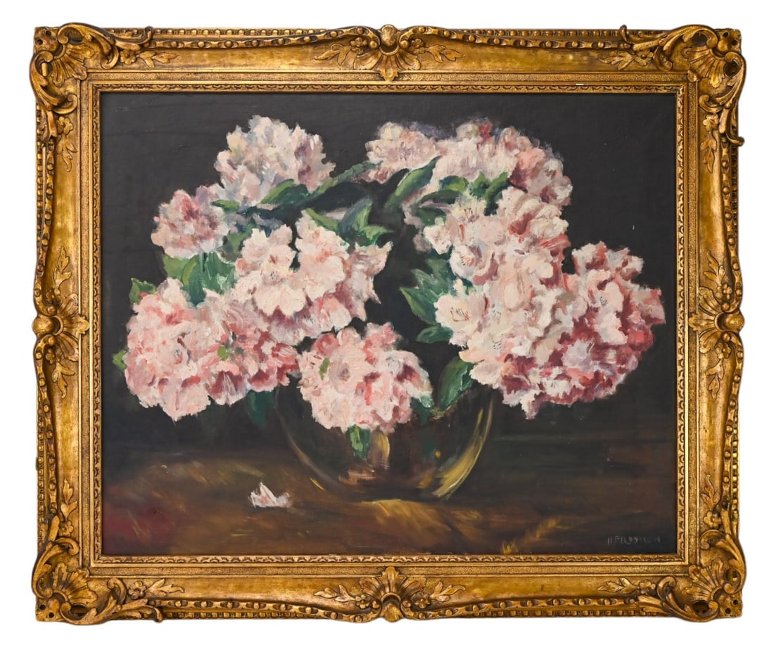 H. Filosham Signed Still Life Painting Hydrangea (1 of 10)
