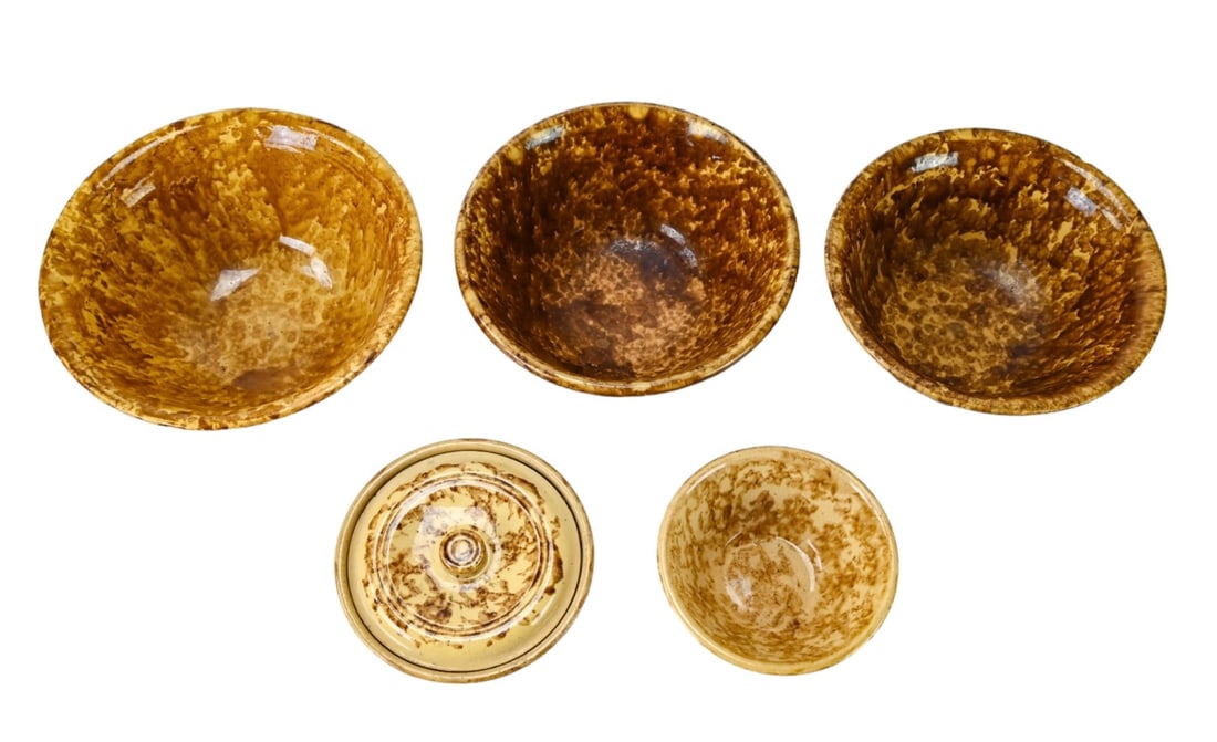 5 Antique Bennington Rockingham Pottery Vessels (1 of 16)