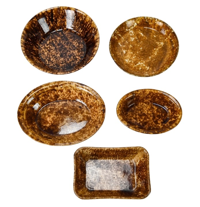 5 Antique Bennington Rockingham Pottery Vessels (1 of 20)