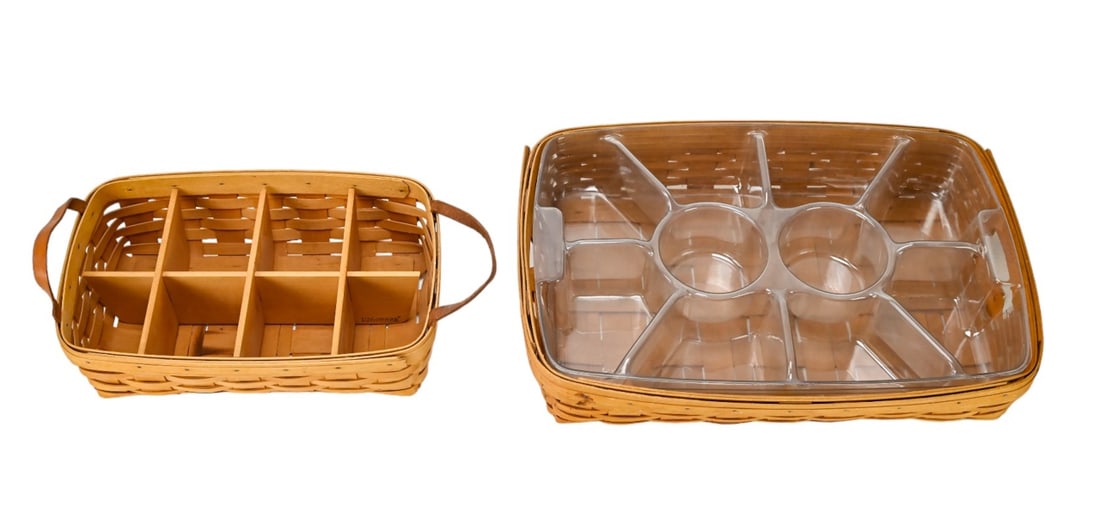2 Longaberger Hand Woven Serving Baskets w Inserts (1 of 11)