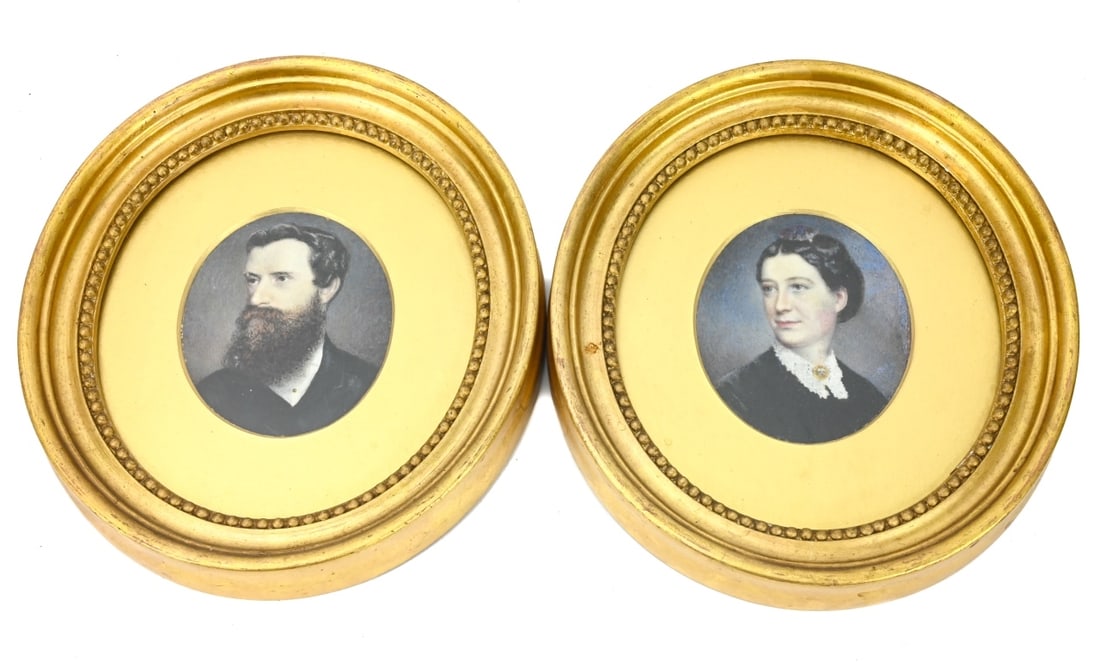 Antique 19th C Hand Painted Ancestor Portraits (1 of 12)