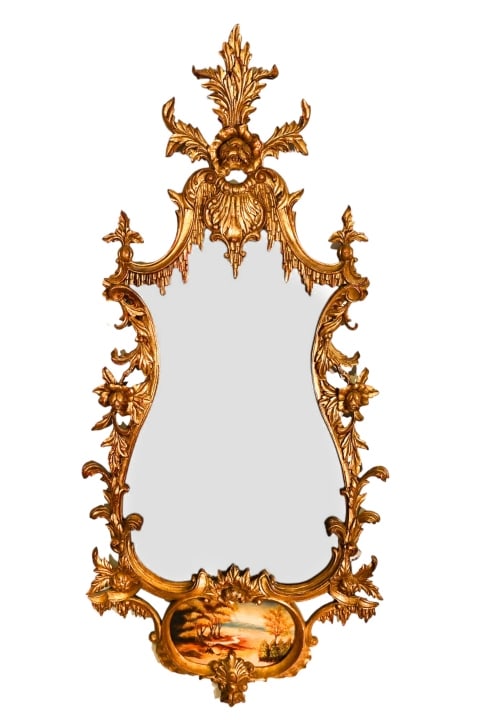 Italian Baroque Carved Pier Mirror Painted Insert (1 of 16)