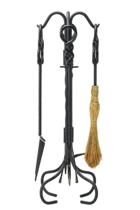 Antique Rust Wrought Iron Fireplace Tools & Stand (1 of 13)