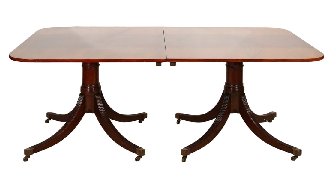 Regency Style Mahogany Double Pedestal Table (1 of 8)