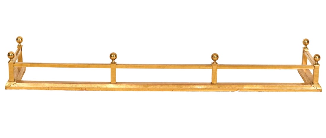 Early 20th Century Fireplace Brass Fender: Early 20th Century Fireplace Brass FenderMeasures 8 inches x 62 inches x 14 inches.