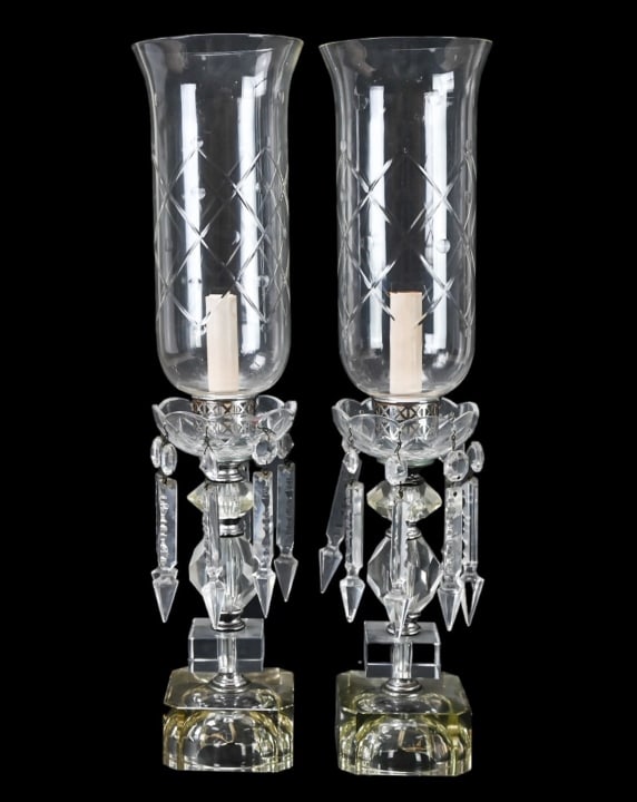 Pair Vintage 1940's Luster Cut Crystal Table Lamps (1 of 10)