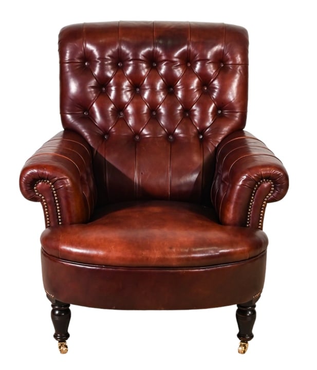 George Smith Leather Armchair on Casters (1 of 19)