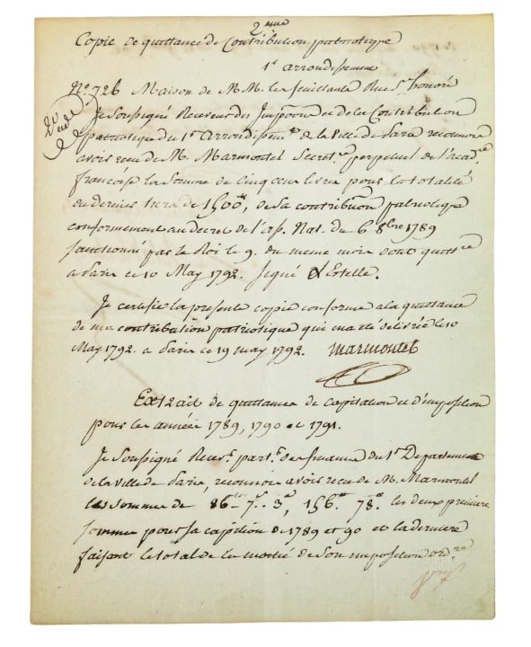 Antique Ephemera Jean Francois Marmontel 1792 (1 of 8)