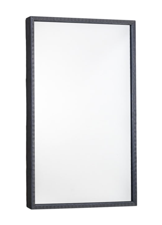 Contemporary Gray Tone Wall Mirror: Contemporary Gray Tone Wall Mirror with Ridged Frame. Measures 37 inches x 26 inches.
