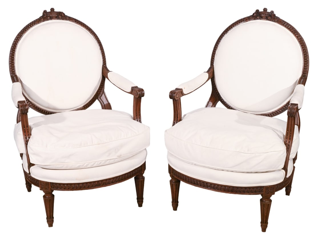 Louis XVI Neoclassical Style Carved Armchairs (1 of 20)