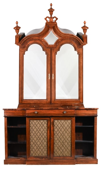 English Regency Stile Mounted Brass Breakfront Cabinet (1 of 16)