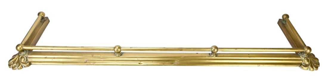 Antique Brass Art Nouveau Style Fireplace Fender (1 of 7)